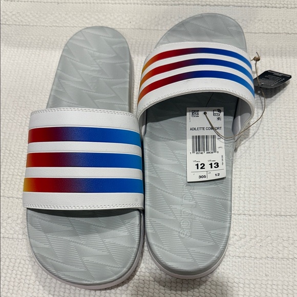 Adidas Multicolor Striped Slides - Picture 1 of 2